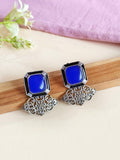 Oxidized Silver Plated Turquoise Stone Studs | AMOLA