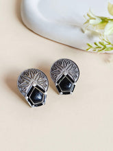 Oxidized German Silver Monalisa Studs | AMOLA