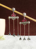 Oxidized Silver Chain Dangler Earring | AMOLA