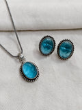 Green Onyx Oxidized chain Pendant Set | AMOLA
