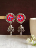 Oxidised Meenakari Round Dangler Earrings | AMOLA