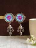Oxidised Meenakari Round Dangler Earrings | AMOLA