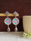 Hand Painted Enamel Oxidized Dangler Earrings | AMOLA