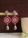Hand Painted Enamel Oxidized Dangler Earrings | AMOLA