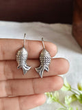 Oxidized Silver Fish Hook Earrings | AMOLA