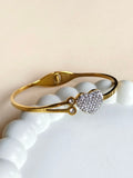 Golden Plated Crystal Heart Bangle Bracelet