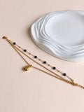 Layered Golden Beaded Charm Bracelet | AMOLA