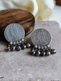 Oxidised Coin Stud Earrings for Daily Wear | AMOLA