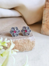 Tiny Oxidised Floral Stud Earrings | AMOLA