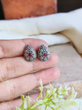 Unique Oxidised Pan-Shaped Tiny Stud Earrings | AMOLA