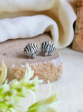 Elegant 925 Silver Tiny Lotus Studs | AMOLA