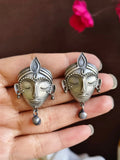 ✨ Divine Kahna Face Silver Plated Studs | AMOLA