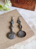 Silver Polished Oxidized Boho Hook Earrings | AMOLA
