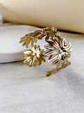 Golden Floral Adjustable Bangle Bracelet | AMOLA