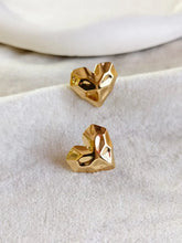 Golden Hammered Heart Mini Stud Earring | AMOLA