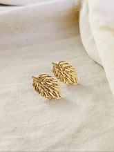 Golden Leaf Statement Stud Earrings | AMOLA