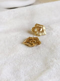 Textured Golden Floral Statement Studs | AMOLA