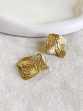 Golden Textured Wave Minimal Stud Earrings | AMOLA