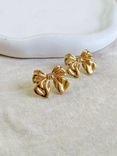 Chic Golden Bow Anti-Tarnish Stud Earrings | AMOLA