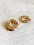 Golden Hammered Irregular Round Earrings | AMOLA