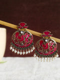 Meenakari Peacock Oxidized Chandbali Earring | AMOLA