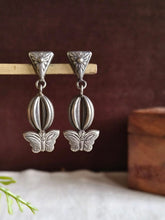 Silver Look Oxidized Butterfly Dangler Earring | AMOLA