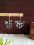 Silver Plated Oxidized Butterfly Hook Earring | AMOLA