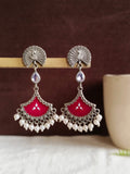 Peacock enamel Pearl drops Oxidized Earring | AMOLA