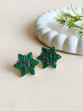 Silver Replica Gemstone Floral Studs 5x7 | AMOLA