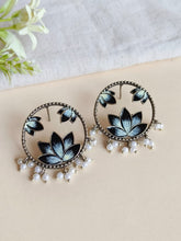 Hand painted Oxidized Flower Studs | AMOLA