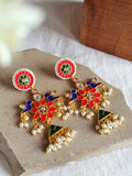 Golden Multicolor Enamel Dangler Earring | AMOLA