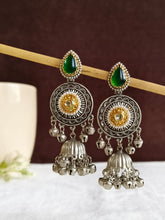 Dual Tone Oxidized Silver Jhumka Earrings | AMOLA