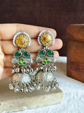 Dual Tone Oxidised Silver Jhumka Earrings | AMOLA