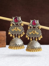 Dual Tone Ghungroo Beaded Dome Jhumkas | AMOLA