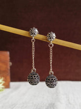 Ornate Silver Ball Charm Dangler Earrings | AMOLA