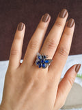 Oxidised Silver Butterfly Gemstone Ring | AMOLA