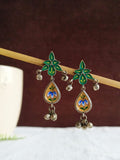 Hand-Painted Meenakari Floral Oxidized Silver Earring
