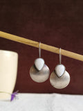 Silver Plated Oxidised Teardrop Stone Hook Earrings | AMOLA