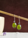 Silver Oxidized Oval Shape Hook Earrings | AMOLA
