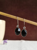 Silver Oxidized Oval Shape Hook Earrings | AMOLA