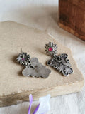Floral Stone Oxidised Dangler Earrings | AMOLA