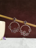 Floral Oxidized Silver Drop Earrings | AMOLA