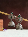 Oxidized Floral Silver Plated Jhumki Earrings | AMOLA