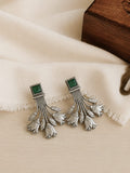 Antique Silver Flower Bunch Drop Stud Earrings | AMOLA