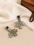 Antique Silver Flower Bunch Drop Stud Earrings | AMOLA