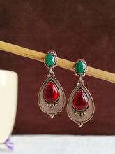 Oxidized Silver Teardrop Dangler Earrings | AMOLA