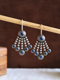 Elegant Oxidized Silver Stone Hook Earrings | AMOLA