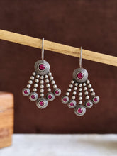 Elegant Oxidized Silver Stone Hook Earrings | AMOLA
