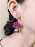 Lotus Oxidized Jhumka Earrings | AMOLA