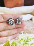 Oxidised Silver Floral Stud Earrings for Elegant, Everyday Charm | AMOLA